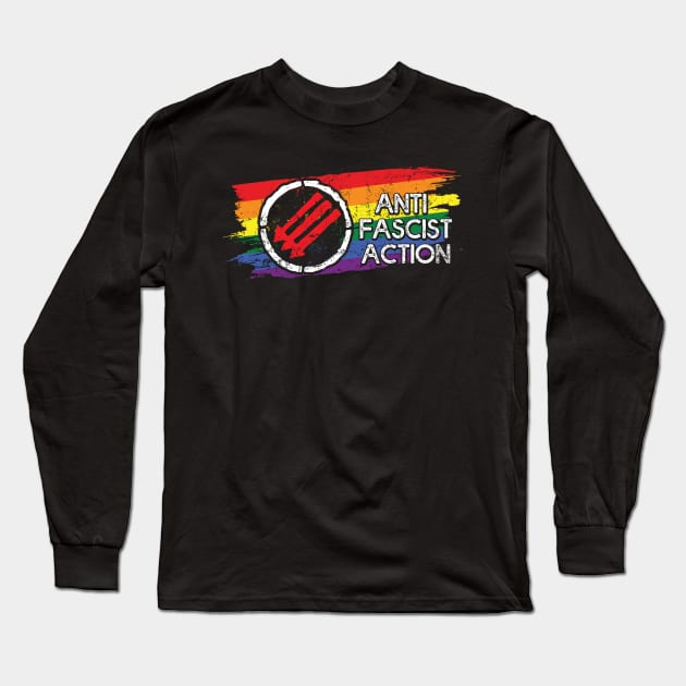 Vintage LGBT Pride Antifascist Action Gift Long Sleeve T-Shirt by Lones Eiless